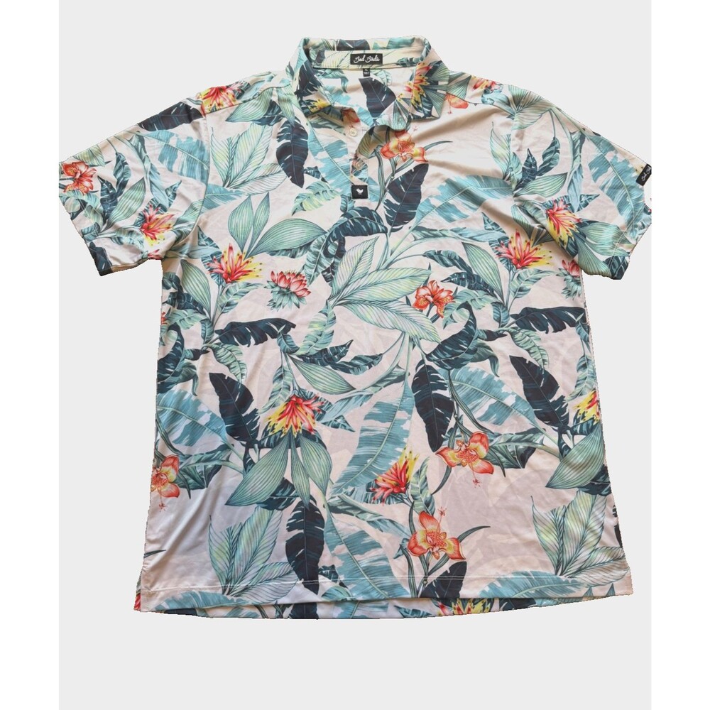 Bad Birdie Golf Polo Tropical Leaf Core Performance - Men's Size XL
